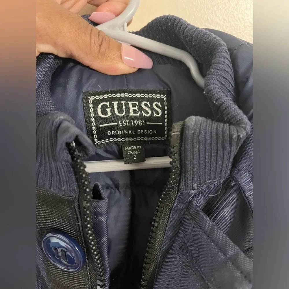 Guess Navy Blue Long Jacket Toddler Boys 2T